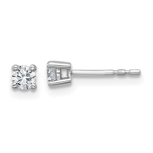 True Origin 14K White Gold 1/4 carat Lab Grown Diamond VS+ F+ Round Four Prong Heavy Weight Complete Stud Earrings
