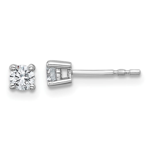 True Origin 14K White Gold 1/3 carat Lab Grown Diamond VS+ F+ Round Four Prong Heavy Weight Complete Stud Earrings