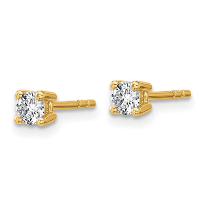 True Origin 14K Yellow Gold 1/3 carat Lab Grown Diamond VS+ F+ Round Four Prong Heavy Weight Complete Stud Earrings