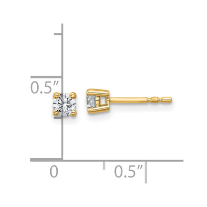 True Origin 14K Yellow Gold 1/3 carat Lab Grown Diamond VS+ F+ Round Four Prong Heavy Weight Complete Stud Earrings