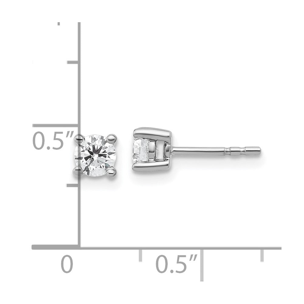 True Origin 14K White Gold 1/2 carat Lab Grown Diamond VS+ F+ Round Four Prong Heavy Weight Complete Stud Earrings