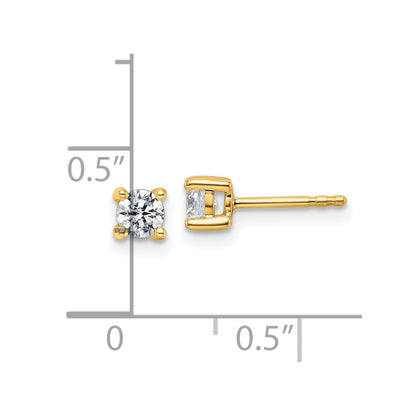 True Origin 14K Yellow Gold 1/2 carat Lab Grown Diamond VS+ F+ Round Four Prong Heavy Weight Complete Stud Earrings