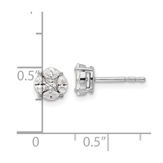 14k White Gold 1/2 carat Lab Grown Diamond VS/SI+ G+ Complete Round and Marquise Halo Post Earrings