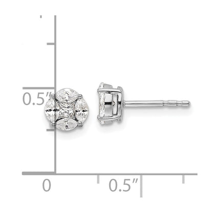 14k White Gold 1/2 carat Lab Grown Diamond VS/SI+ G+ Complete Round and Marquise Halo Post Earrings