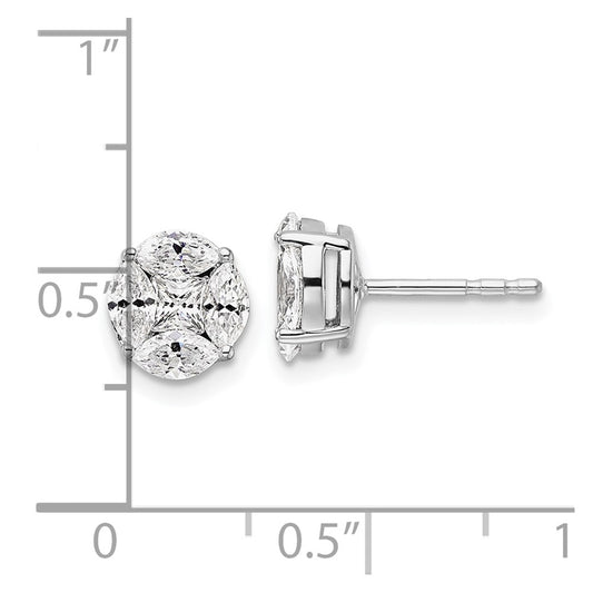 14k White Gold 1 carat Lab Grown Diamond VS/SI+ G+ Complete Round and Marquise Halo Post Earrings