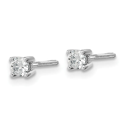 True Origin 14K White Gold 1/5 carat Lab Grown Diamond VS+ F+ Round Four Prong Heavy Weight Screw Back Complete Stud Earrings