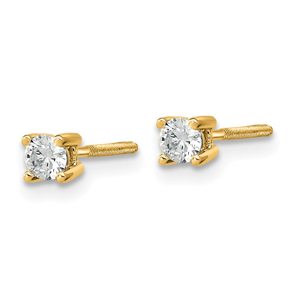 True Origin 14K Yellow Gold 1/5 carat Lab Grown Diamond VS+ F+ Round Four Prong Heavy Weight Screw Back Complete Stud Earrings