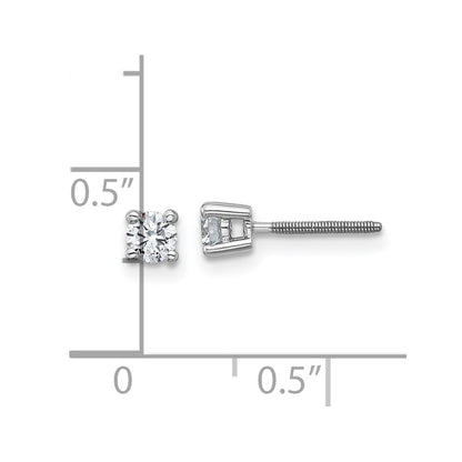 True Origin 14K White Gold 1/3 carat Lab Grown Diamond VS+ F+ Round Four Prong Heavy Weight Screw Back Complete Stud Earrings