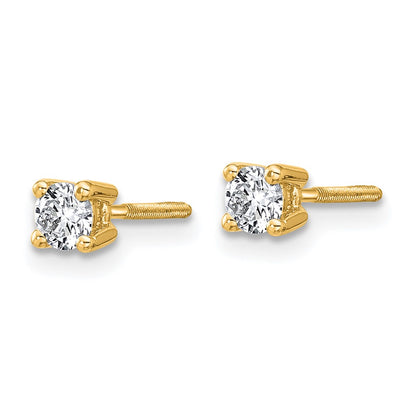 True Origin 14K Yellow Gold 1/3 carat Lab Grown Diamond VS+ F+ Round Four Prong Heavy Weight Screw Back Complete Stud Earrings