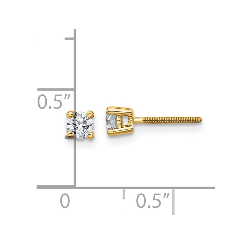 True Origin 14K Yellow Gold 1/3 carat Lab Grown Diamond VS+ F+ Round Four Prong Heavy Weight Screw Back Complete Stud Earrings