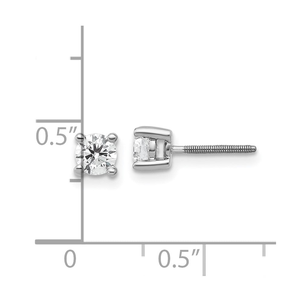 True Origin 14K White Gold 1/2 carat Lab Grown Diamond VS+ F+ Round Four Prong Heavy Weight Screw Back Complete Stud Earrings