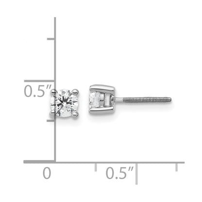 True Origin 14K White Gold 1/2 carat Lab Grown Diamond VS+ F+ Round Four Prong Heavy Weight Screw Back Complete Stud Earrings