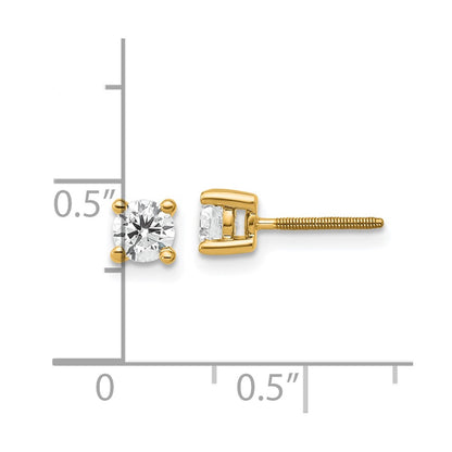 True Origin 14K Yellow Gold 1/2 carat Lab Grown Diamond VS+ F+ Round Four Prong Heavy Weight Screw Back Complete Stud Earrings