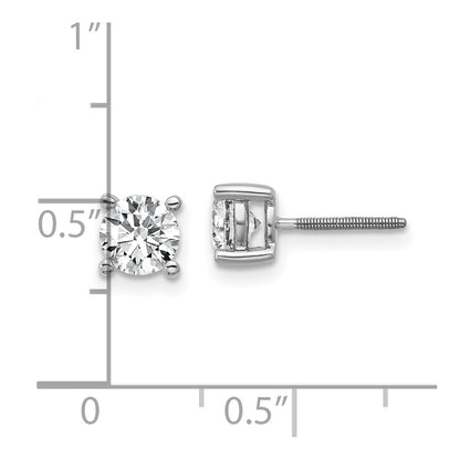 True Origin 14K White Gold 1 carat Lab Grown Diamond VS+ F+ Round Four Prong Heavy Weight Screw Back Complete Stud Earrings