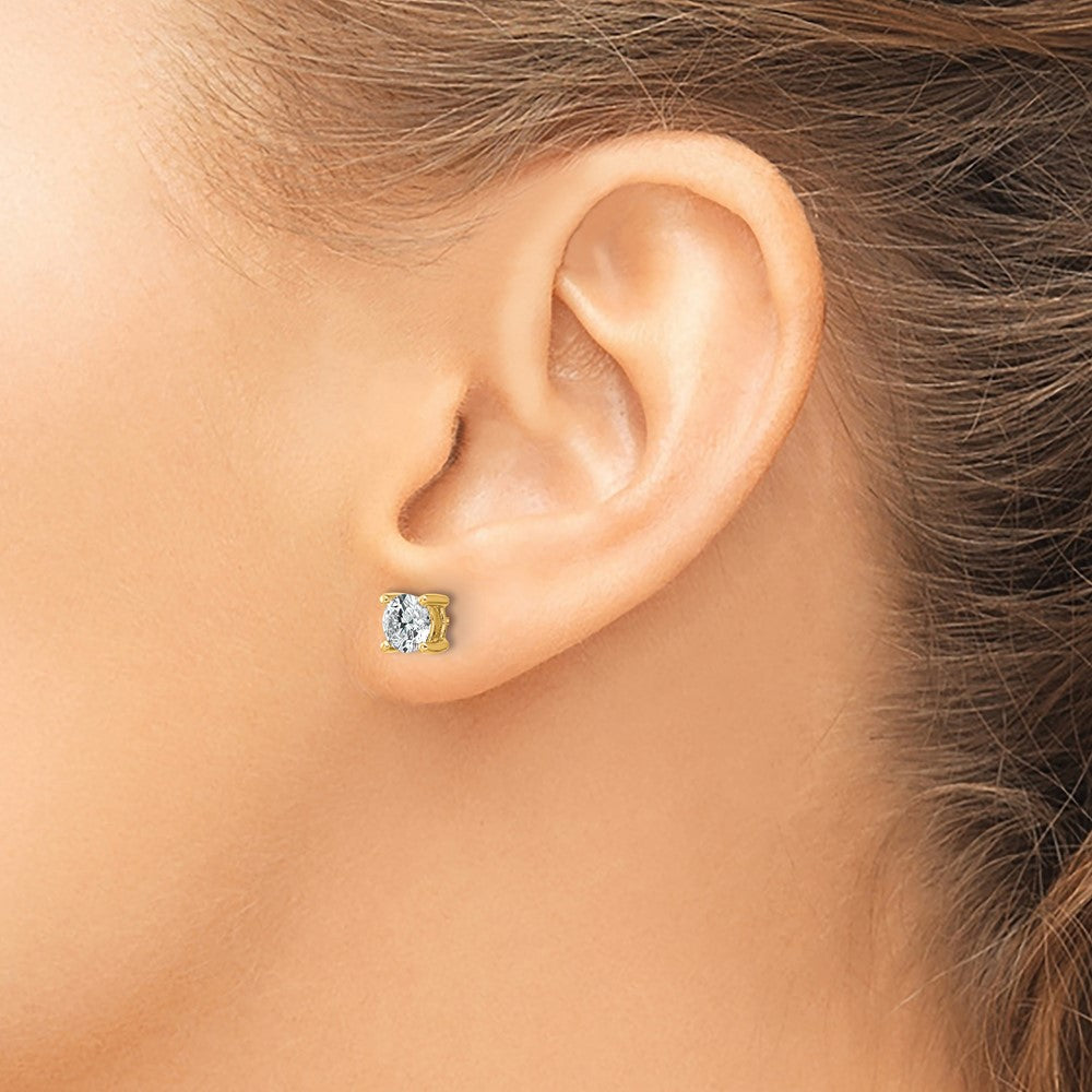 True Origin 14K Yellow Gold 1 carat Lab Grown Diamond VS+ F+ Round Four Prong Heavy Weight Screw Back Complete Stud Earrings