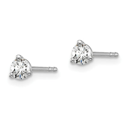 True Origin 14K White Gold 1/4 carat Lab Grown Diamond VS+ F+ Round Three Prong Heavy Weight Complete Stud Earrings