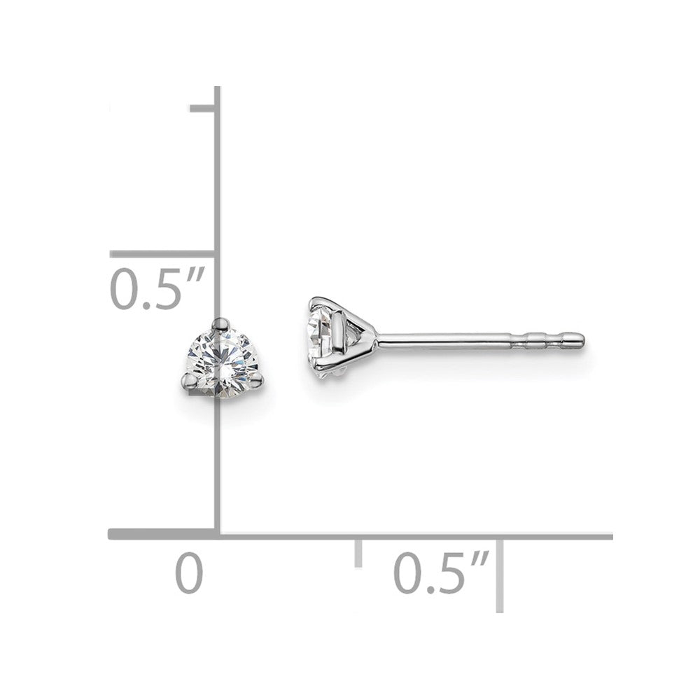 True Origin 14K White Gold 1/4 carat Lab Grown Diamond VS+ F+ Round Three Prong Heavy Weight Complete Stud Earrings