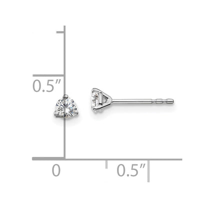 True Origin 14K White Gold 1/4 carat Lab Grown Diamond VS+ F+ Round Three Prong Heavy Weight Complete Stud Earrings