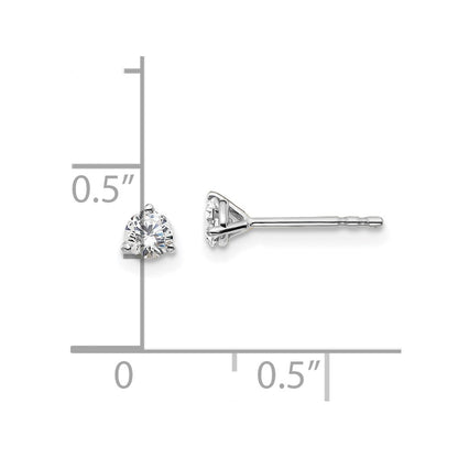 True Origin 14K White Gold 1/3 carat Lab Grown Diamond VS+ F+ Round Three Prong Heavy Weight Complete Stud Earrings