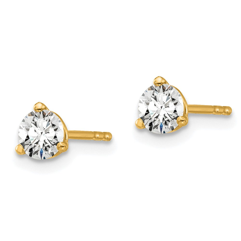 True Origin 14K Yellow Gold 1/2 carat Lab Grown Diamond VS+ F+ Round Three Prong Heavy Weight Complete Stud Earrings