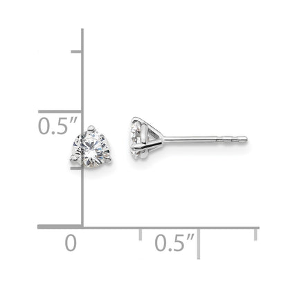 True Origin 14K White Gold 1/2 carat Lab Grown Diamond VS+ F+ Round Three Prong Heavy Weight Complete Stud Earrings
