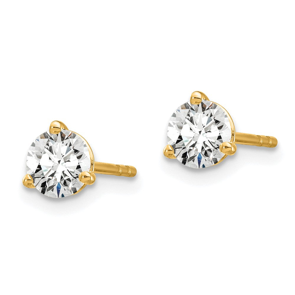 True Origin 14K Yellow Gold 2/3 carat Lab Grown Diamond VS+ F+ Round Three Prong Heavy Weight Complete Stud Earrings