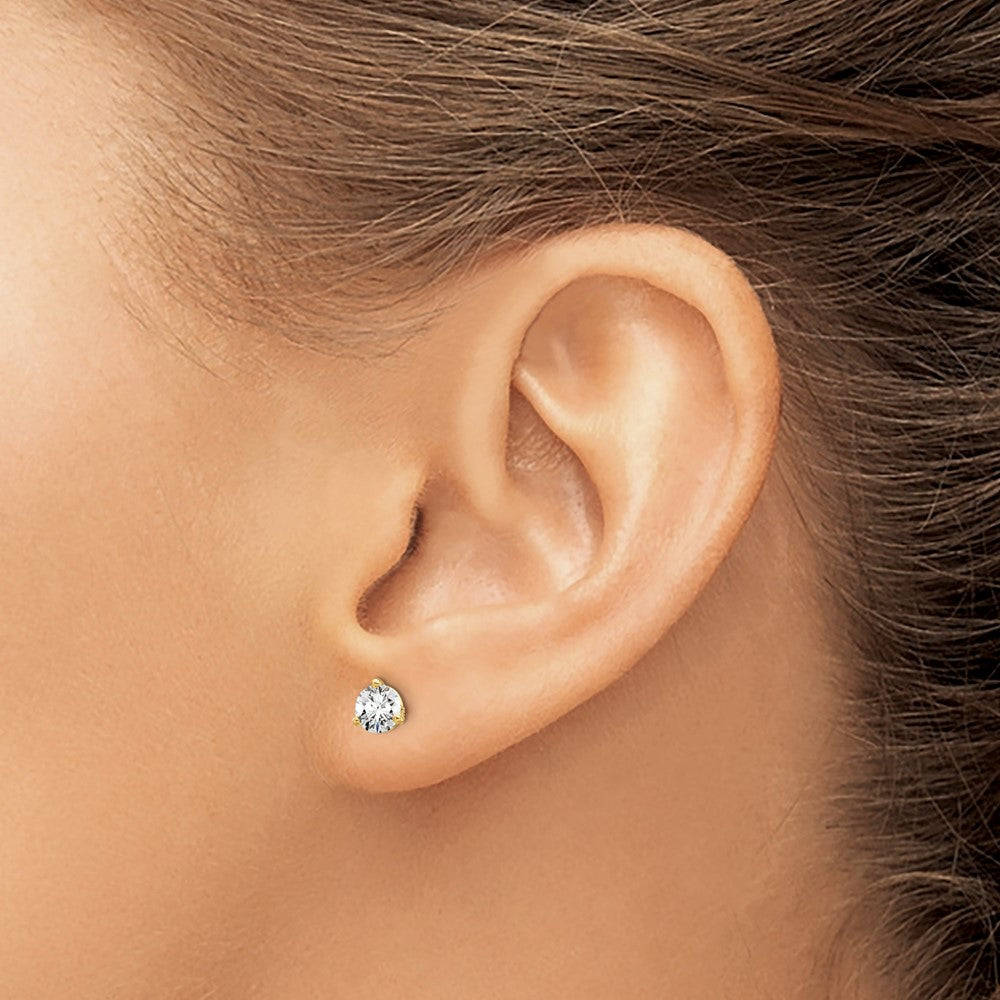 True Origin 14K Yellow Gold 2/3 carat Lab Grown Diamond VS+ F+ Round Three Prong Heavy Weight Complete Stud Earrings