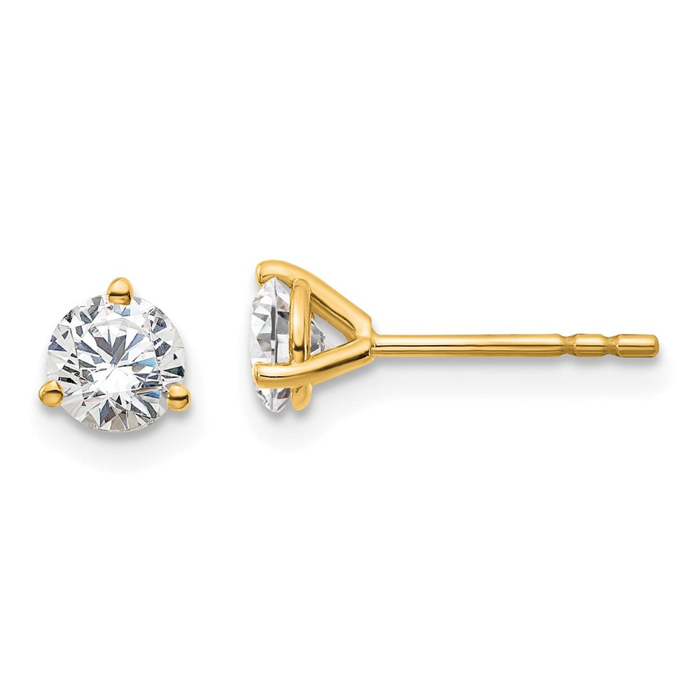 True Origin 14K Yellow Gold 2/3 carat Lab Grown Diamond VS+ F+ Round Three Prong Heavy Weight Complete Stud Earrings