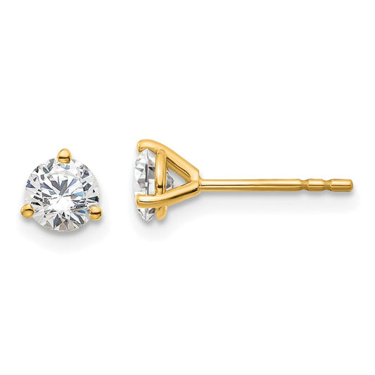 True Origin 14K Yellow Gold 2/3 carat Lab Grown Diamond VS+ F+ Round Three Prong Heavy Weight Complete Stud Earrings