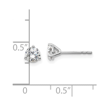 True Origin 14K White Gold 2/3 carat Lab Grown Diamond VS+ F+ Round Three Prong Heavy Weight Complete Stud Earrings