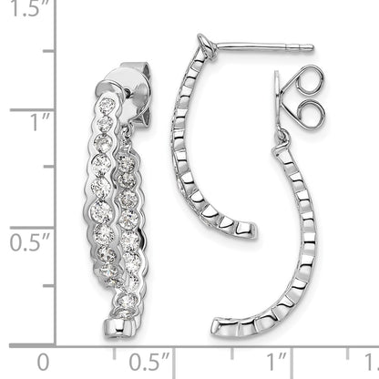 14k White Gold 1 1/2 carat Lab Grown Diamond VS/SI+ G+ Front and Back Dangle Post Earrings