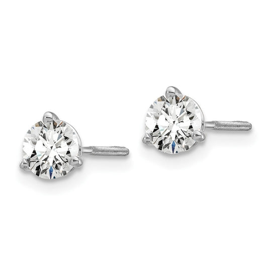 True Origin 14K White Gold 3/4 carat Lab Grown Diamond VS+ F+ Round Three Prong Heavy Weight Screw Back Complete Stud Earrings