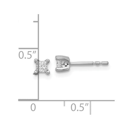 14k White Gold 1/4 carat Lab Grown Diamond VS/SI+ G+ Princess Complete Four Prong Stud Earrings