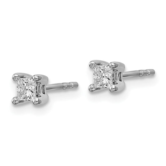 14k White Gold 1/3 carat Lab Grown Diamond VS/SI+ G+ Princess Complete Four Prong Stud Earrings