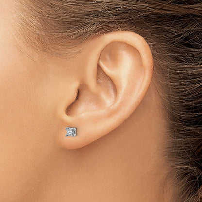 14k White Gold 1/3 carat Lab Grown Diamond VS/SI+ G+ Princess Complete Four Prong Stud Earrings