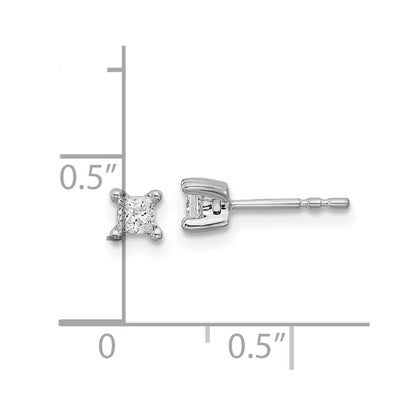 14k White Gold 1/3 carat Lab Grown Diamond VS+ F+ Princess Complete Four Prong Stud Earrings