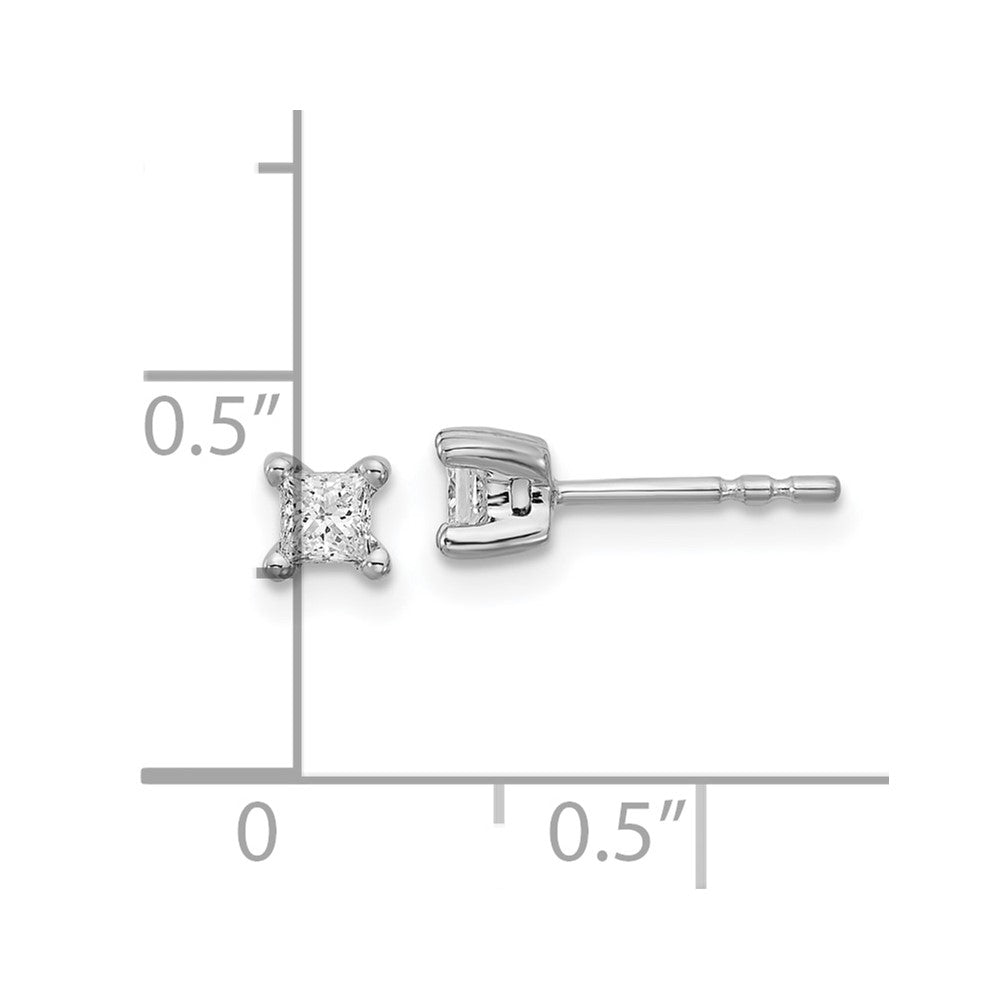 14k White Gold 1/3 carat Lab Grown Diamond VS/SI+ G+ Princess Complete Four Prong Stud Earrings