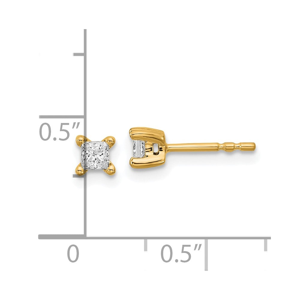 14k 1/3 carat Lab Grown Diamond VS+ F+ Princess Complete Four Prong Stud Earrings