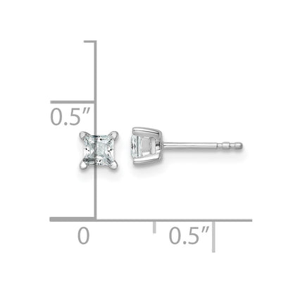 14k White Gold 1/2 carat Certified Lab Grown Diamond VS+ F+ Princess Complete Four Prong Stud Earrings