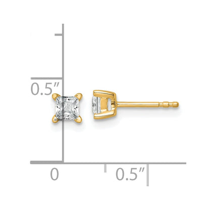 14k 1/2 carat Lab Grown Diamond VS/SI+ G+ Princess Complete Four Prong Stud Earrings