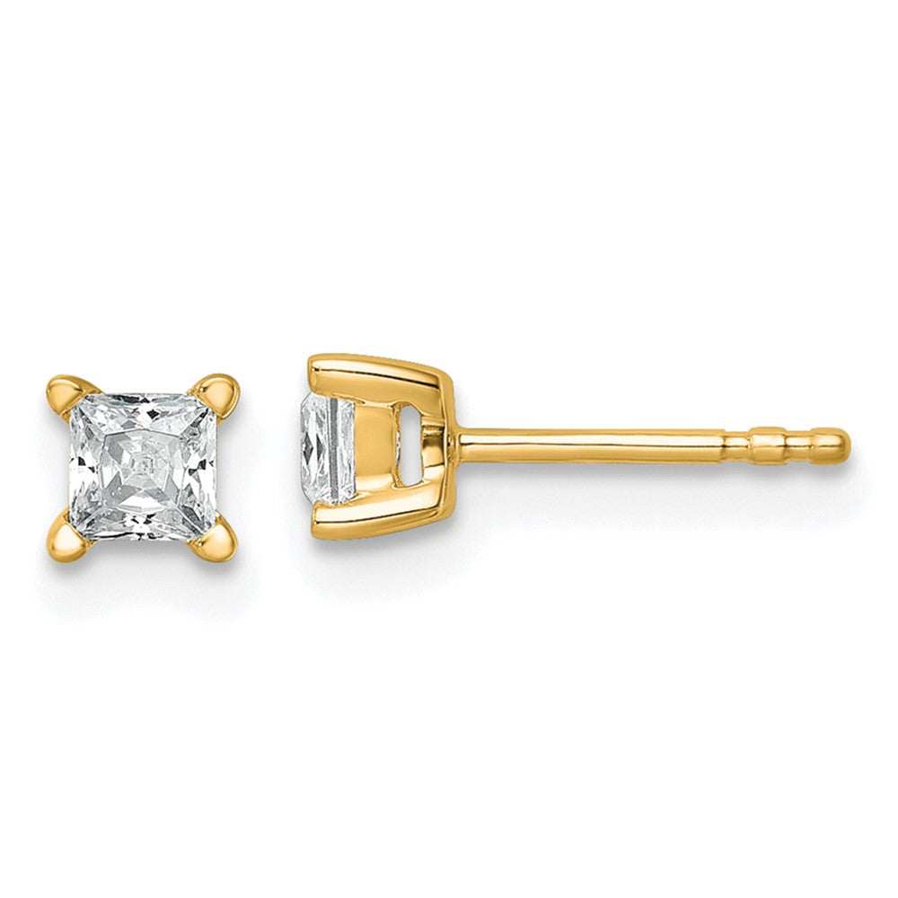 14k 1/2 carat Lab Grown Diamond VS/SI+ G+ Princess Complete Four Prong Stud Earrings