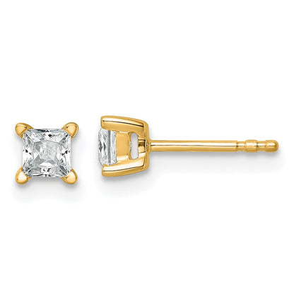 14k 1/2 carat Lab Grown Diamond VS/SI+ G+ Princess Complete Four Prong Stud Earrings