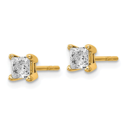 14k 5/8 carat Lab Grown Diamond VS+ F+ Princess Complete Four Prong Stud Earrings