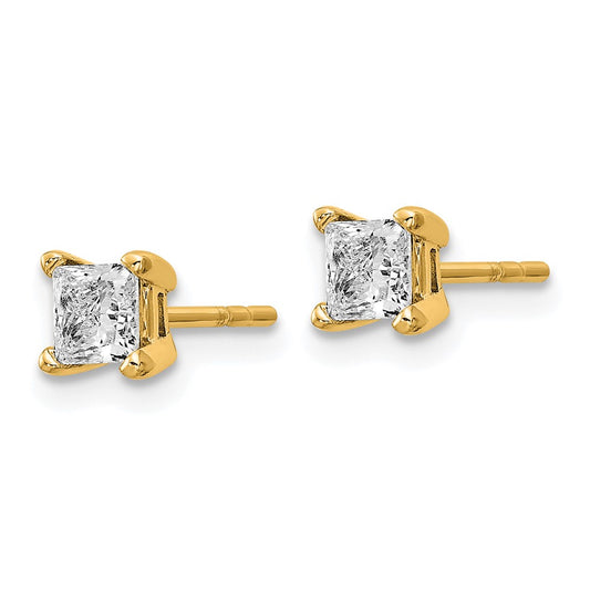 14k 5/8 carat Lab Grown Diamond VS+ F+ Princess Complete Four Prong Stud Earrings