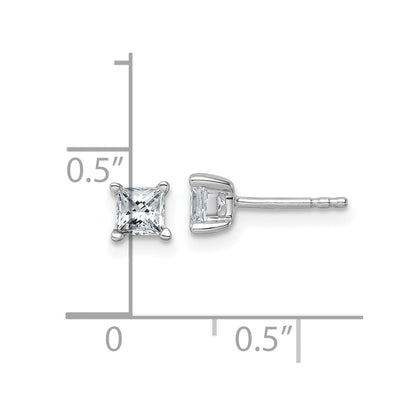14k White Gold 3/4 carat Certified Lab Grown Diamond VS+ F+ Princess Complete Four Prong Stud Earrings