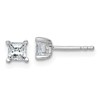 14k White Gold 3/4 carat Certified Lab Grown Diamond VS+ F+ Princess Complete Four Prong Stud Earrings