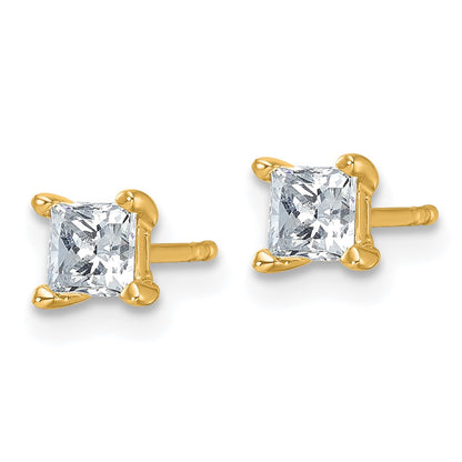 14k 3/4 carat Lab Grown Diamond VS/SI+ G+ Princess Complete Four Prong Stud Earrings