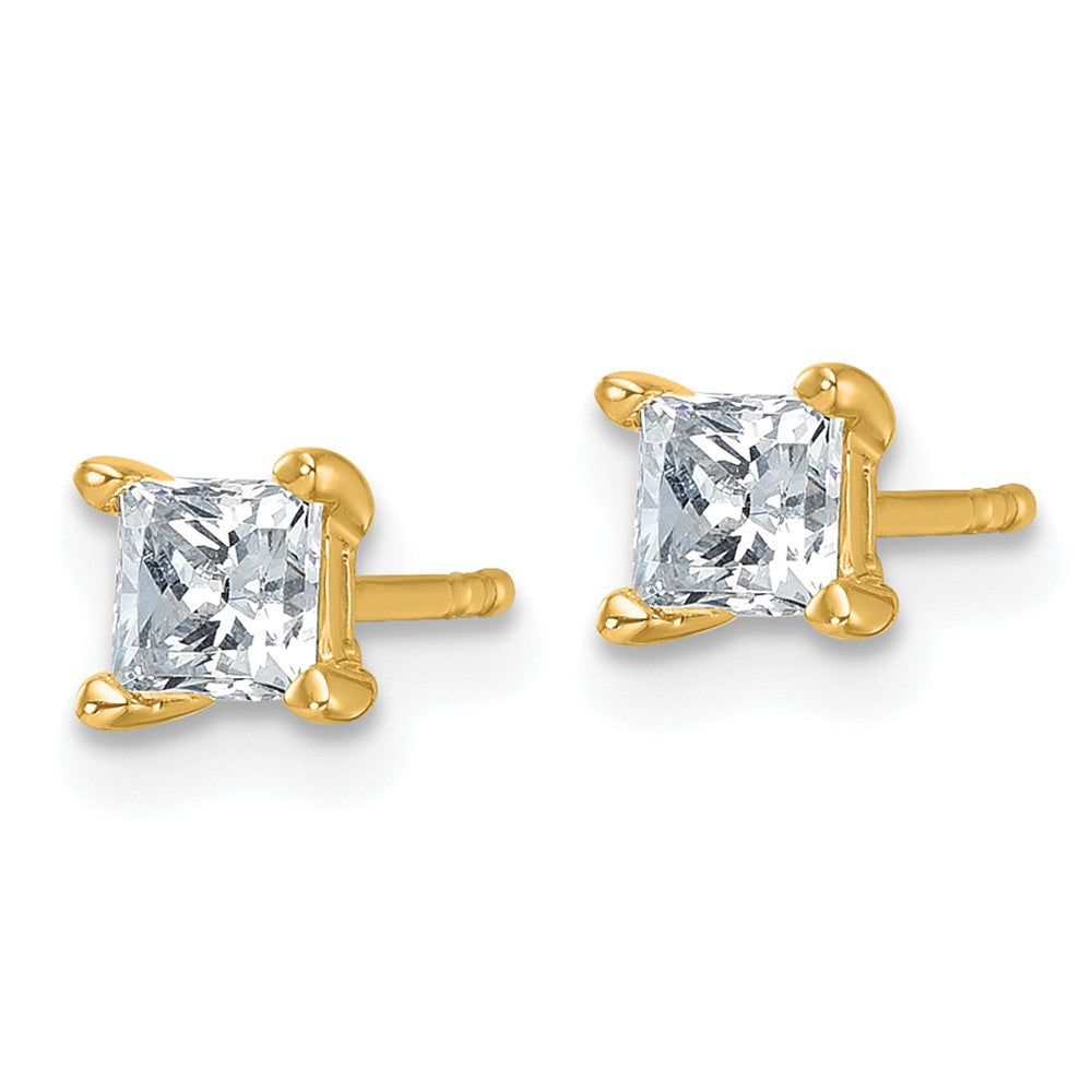 14k 3/4 carat Lab Grown Diamond VS+ F+ Princess Complete Four Prong Stud Earrings
