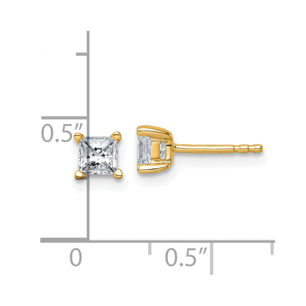 14k 3/4 carat Lab Grown Diamond VS+ F+ Princess Complete Four Prong Stud Earrings