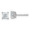 14k White Gold 1 carat Lab Grown Diamond VS+ F+ Princess Complete Four Prong Stud Earrings